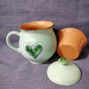 zöld  nagy szűrős bögre - otthon & életmód - konyhafelszerelés, tálalás - tálalás - bögre & csésze - Meska.hu