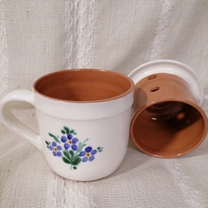 Nefelejcses vizes vajtartó  - otthon & életmód - konyhafelszerelés, tálalás - konyhai tárolás - méz & vajtartó - Meska.hu