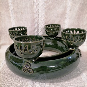  Adventi koszorú 2., Karácsony, Adventi díszek, Adventi koszorú, Kerámia, MESKA