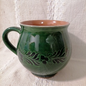 Zöld gömbölyű  nagy bögre - Meska.hu