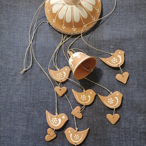 Szélcsengő csengővel és madárkákkal, Otthon & Életmód, Ház & Kert, Szélcsengő, Kerámia, MESKA