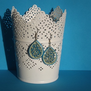 Quilling technikával készült kék fülbevaló - ékszer - fülbevaló - lógó csepp fülbevaló - Meska.hu