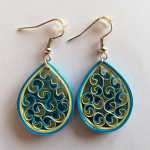 Quilling technikával készült kék fülbevaló - ékszer - fülbevaló - lógó csepp fülbevaló - Meska.hu