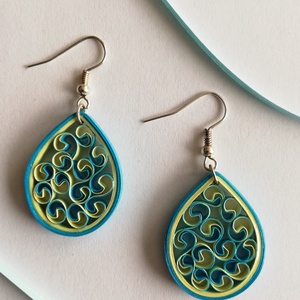 Quilling technikával készült kék fülbevaló - Meska.hu