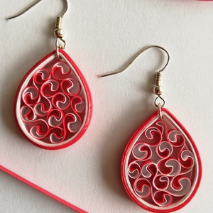 Quilling technikával készült piros fülbevaló - Meska.hu