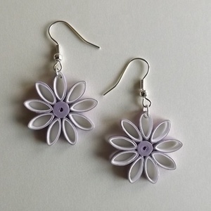 Lila-fehér virág - quilling technikával készült fülbevaló - Meska.hu