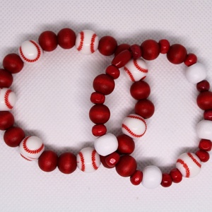 Baseball karkötő szett, Ékszer, Karkötő, Gyöngyös karkötő, Gyöngyfűzés, gyöngyhímzés, MESKA