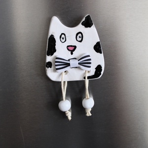 Foltos tarka cicás hűtőmágnes, Otthon & Életmód, Konyhafelszerelés, tálalás, Konyhai dekoráció, Hűtőmágnes, Gyurma, MESKA