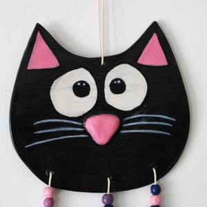 Fekete cicás fali akasztó - otthon & életmód - dekoráció - fali és függő dekoráció - falra akasztható dekor - Meska.hu