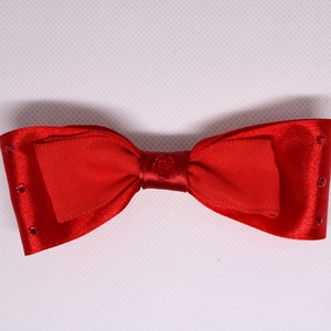 Piros rózsás masnis kislány francia hajcsat - ruha & divat - hajdísz & hajcsat - hajcsat & hajtű - Meska.hu