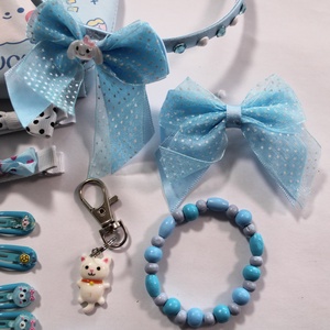 Kék kislány hajbavaló ajándékszett - ruha & divat - hajdísz & hajcsat - hajráf & hajpánt - Meska.hu