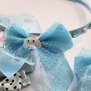 Kék kislány hajbavaló ajándékszett - ruha & divat - hajdísz & hajcsat - hajráf & hajpánt - Meska.hu