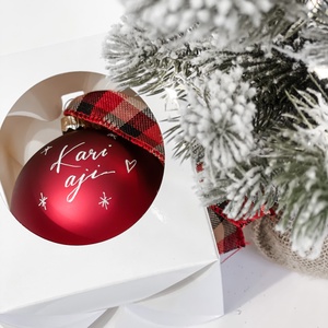 Kézzel írt karácsonyi fényes pezsgő arany üveggömb - Feliratos - Egyedi - Névre szóló - karácsony - karácsonyi lakásdekoráció - karácsonyfadíszek - Meska.hu