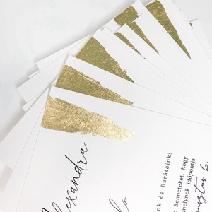 Minimal, arany füstfóliázott esküvői meghívó pausz papír borítóval, borítékkal, viaszpecséttel - esküvő - meghívó & kártya - meghívó - Meska.hu