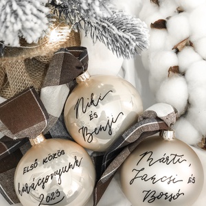 Kézzel írt karácsonyi matt éjkék üveggömb - Feliratos - Egyedi - Névre szóló - karácsony - karácsonyi lakásdekoráció - karácsonyfadíszek - Meska.hu
