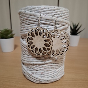 Mandala fülbevaló, Ékszer, Fülbevaló, Lógó fülbevaló, Famegmunkálás, MESKA