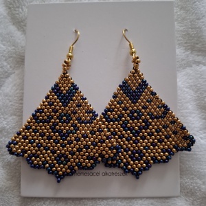 Gyöngyfűzött fülbevaló, Ékszer, Fülbevaló, Lógó fülbevaló, Gyöngyfűzés, gyöngyhímzés, MESKA
