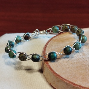 Réz karkötő ásványokkal, Ékszer, Karkötő, Ásványkarkötő, Ékszerkészítés, MESKA