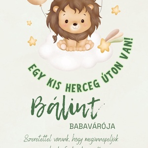 Stílusos babaváró meghívó - Egy kis Herceg úton van!, Otthon & Életmód, Papír, írószer, Ajándékozás kellékei, Meghívó, Fotó, grafika, rajz, illusztráció, MESKA