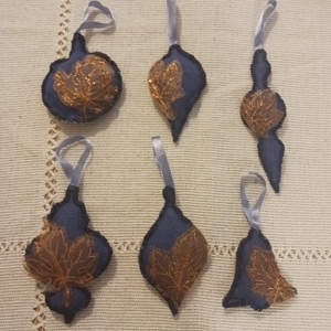 Kék-narancs textil karácsonyfadísz szett (6 db-os) - karácsony - karácsonyi lakásdekoráció - karácsonyfadíszek - Meska.hu