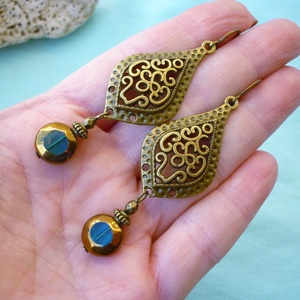   Isztambul - keleties bronz fülbevaló - ékszer - fülbevaló - lógó csepp fülbevaló - Meska.hu