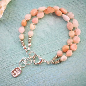 Kétsoros pink opál ásvány  karkötő - ékszer - karkötő - gyöngyös karkötő - Meska.hu