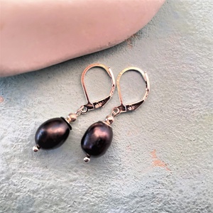 Blackberry - szürke lógós tenyésztett gyöngy fülbevaló sterling ezüst kasztóval, Ékszer, Fülbevaló, Lógó fülbevaló, Ékszerkészítés, MESKA