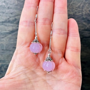 Kikelet - rózsaszín lámpagyöngy  fülbevaló - ékszer - fülbevaló - lógó fülbevaló - Meska.hu