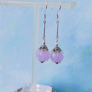 Kikelet - rózsaszín lámpagyöngy  fülbevaló - ékszer - fülbevaló - lógó fülbevaló - Meska.hu