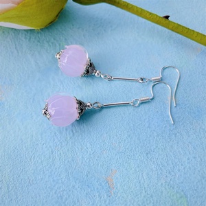 Kikelet - rózsaszín lámpagyöngy  fülbevaló - ékszer - fülbevaló - lógó fülbevaló - Meska.hu