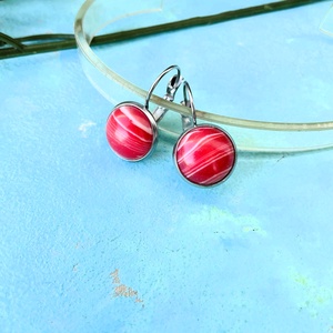 Argentin rodokrozit  12mm-es nemesacél francia kapcsos alapon - ékszer - fülbevaló - lógó fülbevaló - Meska.hu