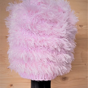 Rózsaszín szöszmösz - kézzel kötött kislány sapka - ruha & divat - sál, sapka, kendő - sapka - Meska.hu