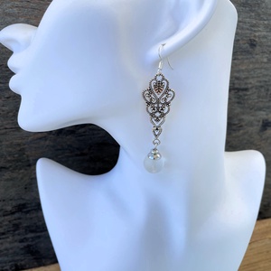 Jégvirág - lógós hegyikristály  fülbevaló - ékszer - fülbevaló - lógó csepp fülbevaló - Meska.hu