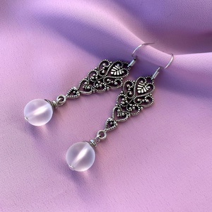 Jégvirág - lógós hegyikristály  fülbevaló, Ékszer, Fülbevaló, Lógó csepp fülbevaló, Ékszerkészítés, MESKA