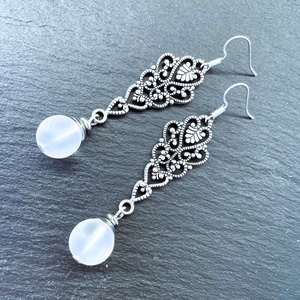 Jégvirág - lógós hegyikristály  fülbevaló - ékszer - fülbevaló - lógó csepp fülbevaló - Meska.hu