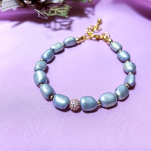 Világosszürke hematit ásvány  karkötő cirkónium gömbbel  - ékszer - karkötő - gyöngyös karkötő - Meska.hu