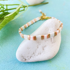 Pasztell -  japán gyöngy karkötő  - ékszer - karkötő - gyöngyös karkötő - Meska.hu