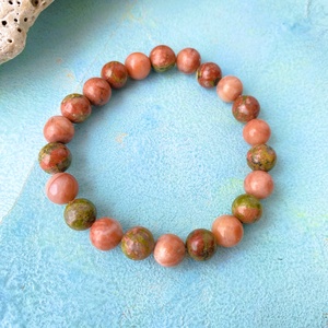 Unakit és pink aventurin  -  fémmentes ásvány  karkötő - ékszer - karkötő - gyöngyös karkötő - Meska.hu