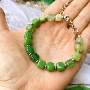 Zöld achát ásvány   karkötő  - ékszer - karkötő - gyöngyös karkötő - Meska.hu