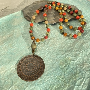 Őszi erdő - hosszú, ásvány  nyaklánc - ékszer - nyaklánc - medálos nyaklánc - Meska.hu