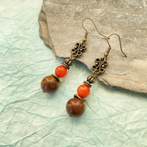 Őszi erdő - vegyes ásvány  karkötő/fülbevaló  szett - ékszer - ékszerszett - Meska.hu