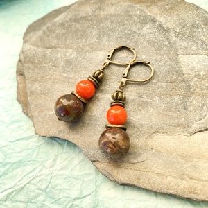 Őszi erdő - vegyes ásvány  karkötő/fülbevaló  szett - ékszer - ékszerszett - Meska.hu