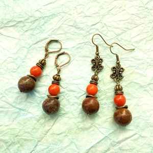 Őszi erdő - vegyes ásvány  karkötő/fülbevaló  szett - ékszer - ékszerszett - Meska.hu