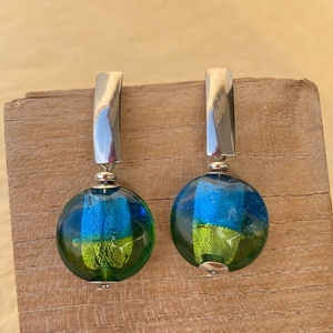 Pávatoll - színátmenetes muránói üveg fülbevaló - ékszer - fülbevaló - lógó fülbevaló - Meska.hu