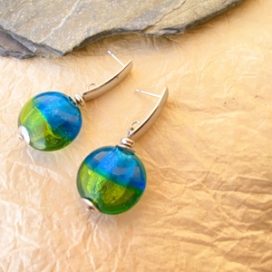 Pávatoll - színátmenetes muránói üveg fülbevaló, Ékszer, Fülbevaló, Lógó fülbevaló, Ékszerkészítés, MESKA