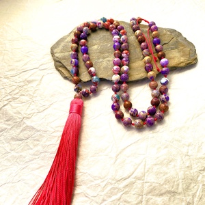 Lila forgatag - hosszú, ásvány  nyaklánc - ékszer - nyaklánc - medálos nyaklánc - Meska.hu