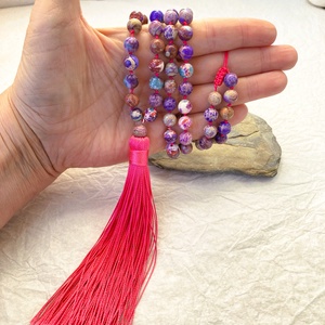 Lila forgatag - hosszú, ásvány  nyaklánc - ékszer - nyaklánc - medálos nyaklánc - Meska.hu