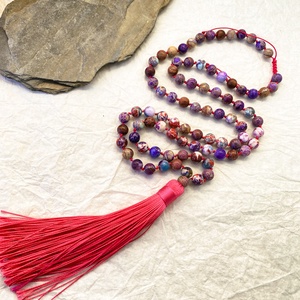 Lila forgatag - hosszú, ásvány  nyaklánc - ékszer - nyaklánc - medálos nyaklánc - Meska.hu