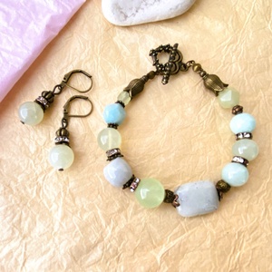 Liliána - vegyes ásvány  karkötő/fülbevaló  szett - Meska.hu