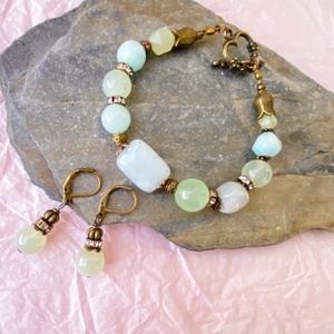 Liliána - vegyes ásvány  karkötő/fülbevaló  szett - ékszer - ékszerszett - Meska.hu